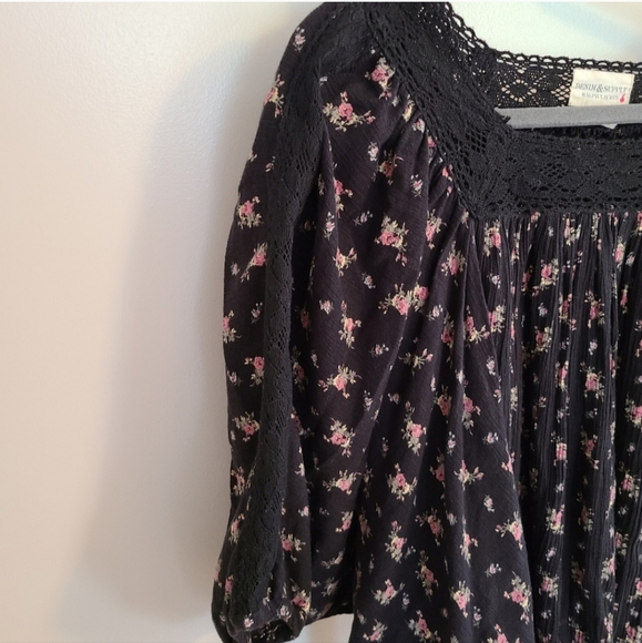 Denim & Supply Ralph Lauren XS oversized floral lace dolman sleeve batwing top - Picture 4 of 6
